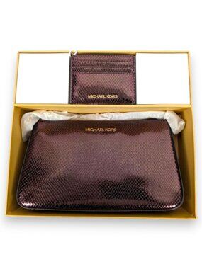 Michael Kors Oxblood Rouge Sombre Crossbody Tote and Wallet Box Set